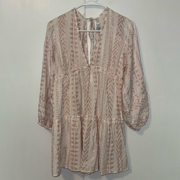 Blue Island Beach Boho Chic Aztec Swim Coverup Dress Women’s M Medium Pink - Picture 4 of 8